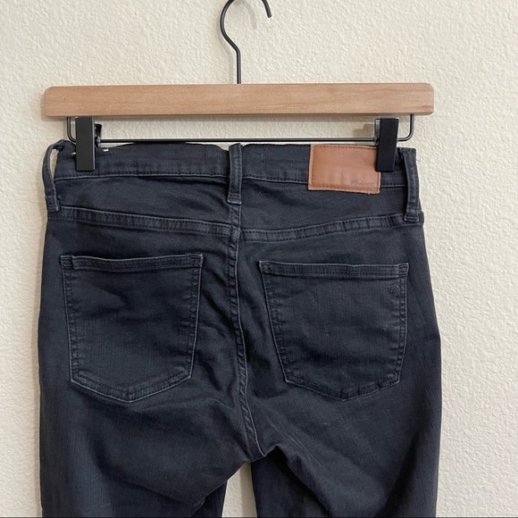 Madewell 9" High Rise Skinny Jeans Berkeley Black Button Fly Raw Hem 24 - Picture 10 of 12